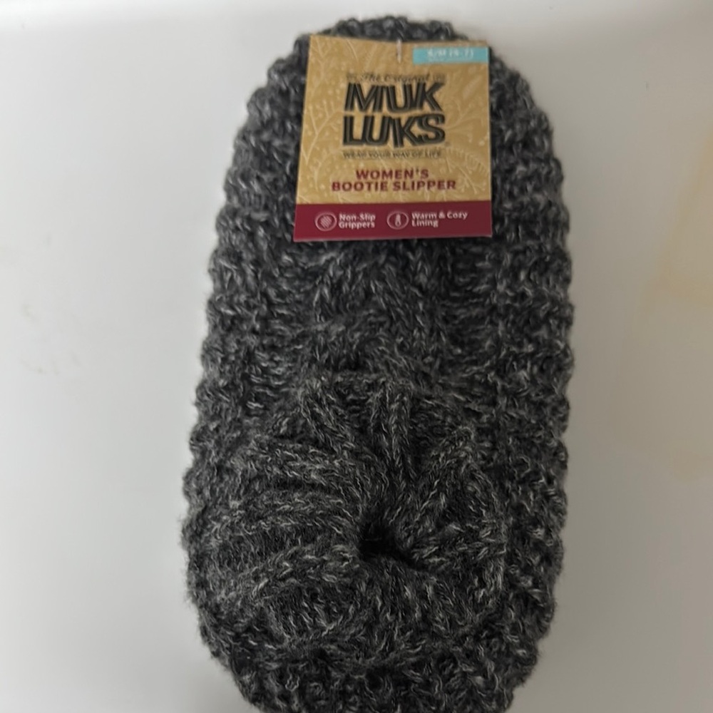 Muk Luks Gray Cable-Knit Slippers